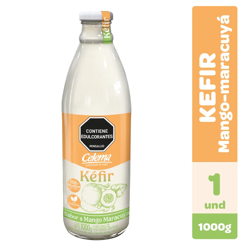 KEFIR MANGO MARACUYA CON ESTEVIA BOTELLA X 1000 GR CELEMA