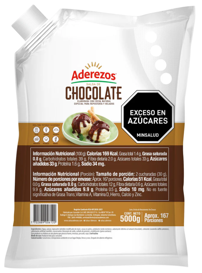 SALSA CHOCOLATE NEGRO ADEREZOS 5000 G BOLSA