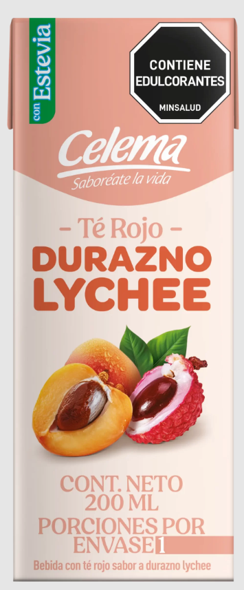 TE ROJO DURAZNO LYCHEE CAJA  200 ML PITILLO TETRAPACK CELEMA