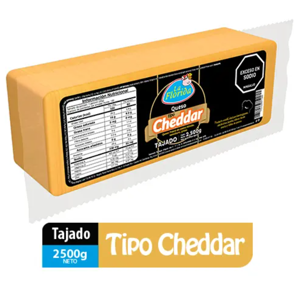 QUESO SABOR CHEDDAR TJ X2500 (100 tajadas promedio)